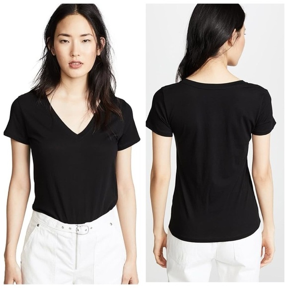 Vince Women's Essential V Neck Tee Black - Picture 9 of 9